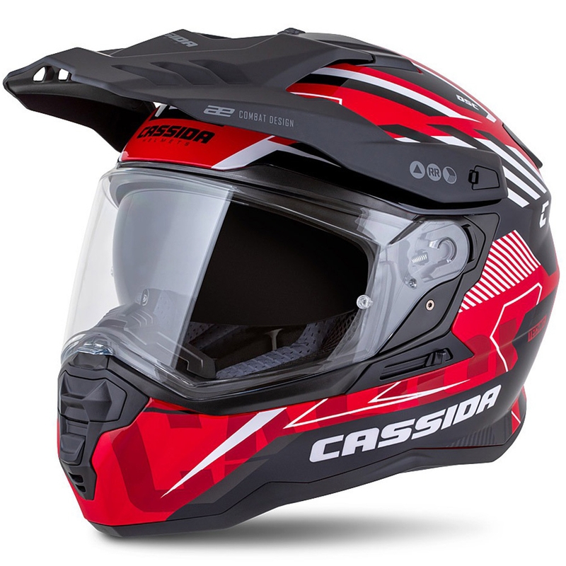 Endurohelm Cassida Road Runner TechniX rood-zwart-wit-grijs