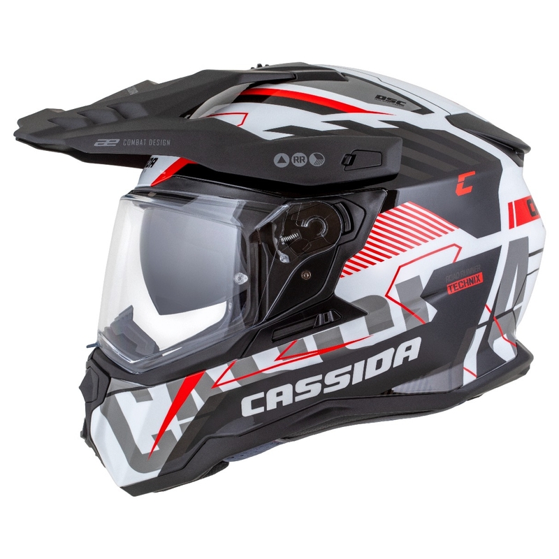 Endurohelm Cassida Road Runner TechniX wit-zwart-rood-grijs