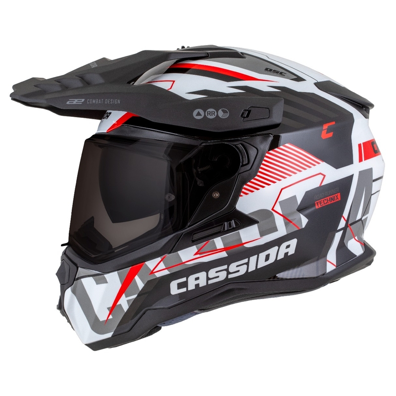 Endurohelm Cassida Road Runner TechniX wit-zwart-rood-grijs