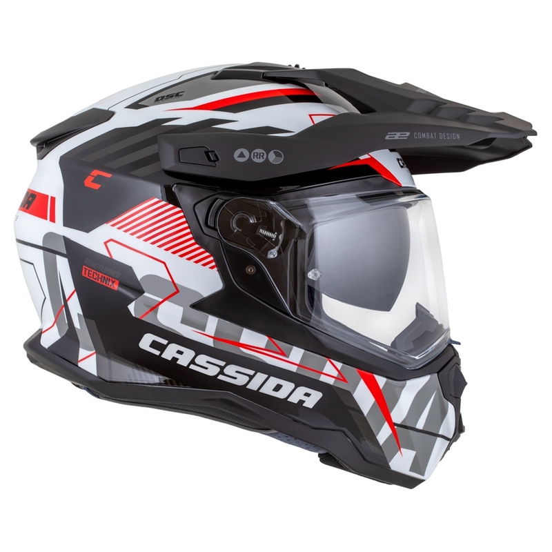 Endurohelm Cassida Road Runner TechniX wit-zwart-rood-grijs