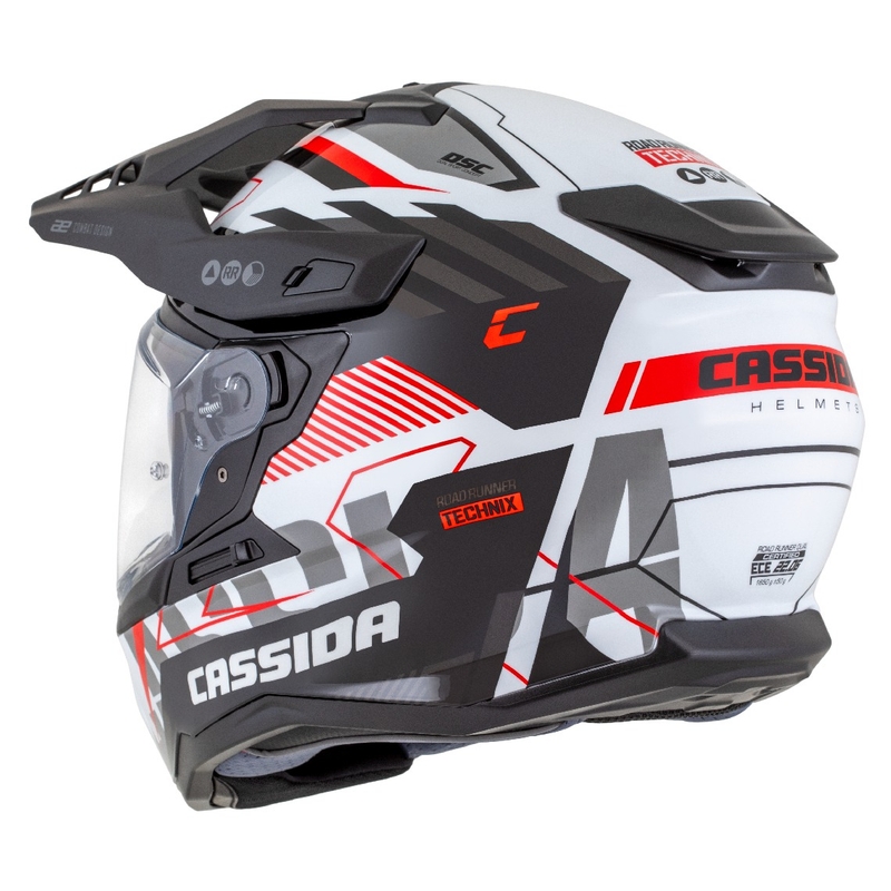 Endurohelm Cassida Road Runner TechniX wit-zwart-rood-grijs
