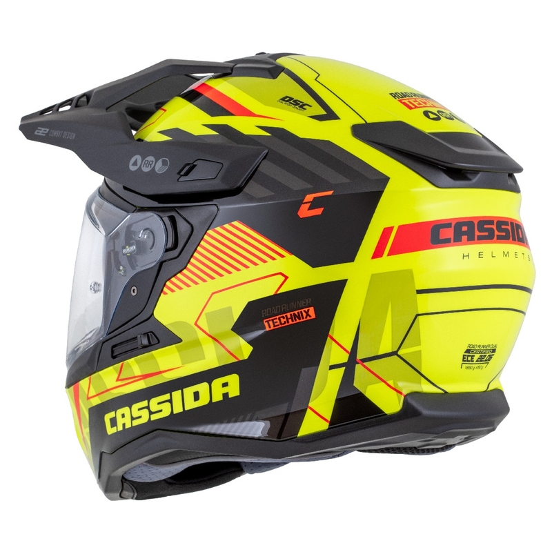 Endurohelm Cassida Road Runner TechniX fluo geel-zwart-oranje-grijs