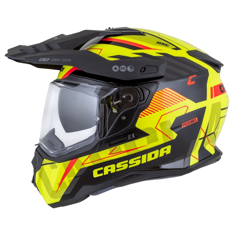 Endurohelm Cassida Road Runner TechniX fluo geel-zwart-oranje-grijs