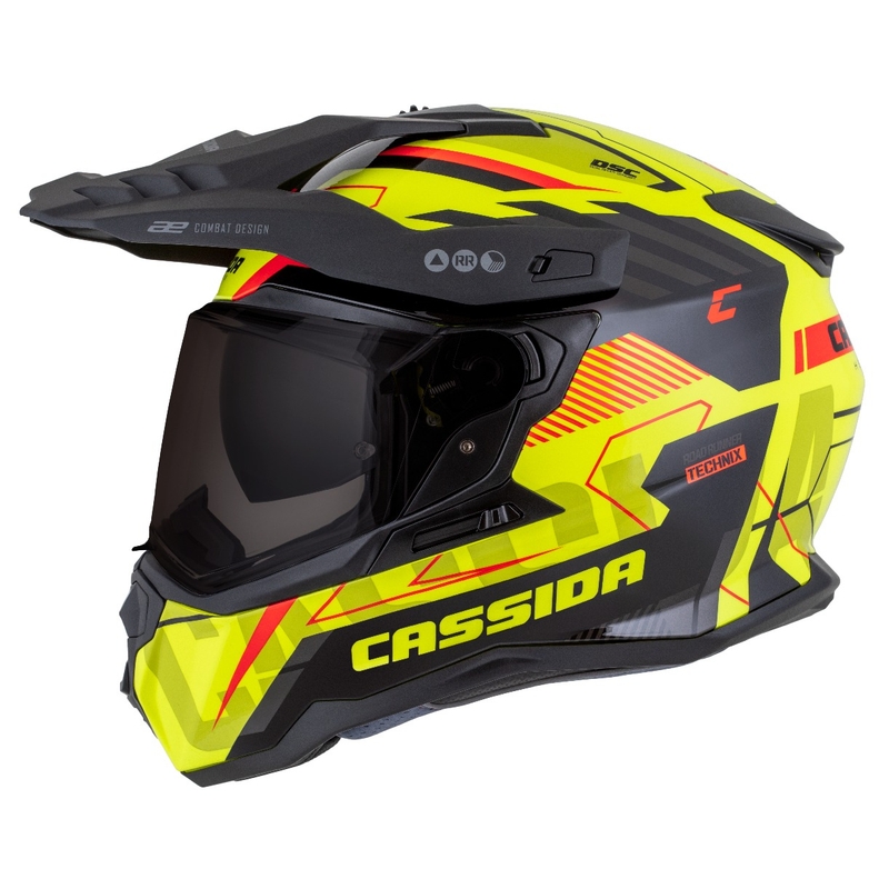 Endurohelm Cassida Road Runner TechniX fluo geel-zwart-oranje-grijs