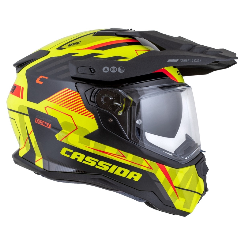 Endurohelm Cassida Road Runner TechniX fluo geel-zwart-oranje-grijs