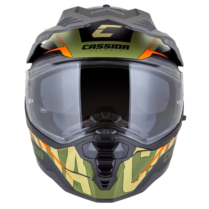 Endurohelm Cassida Road Runner TechniX mat groen-zwart-oranje-grijs
