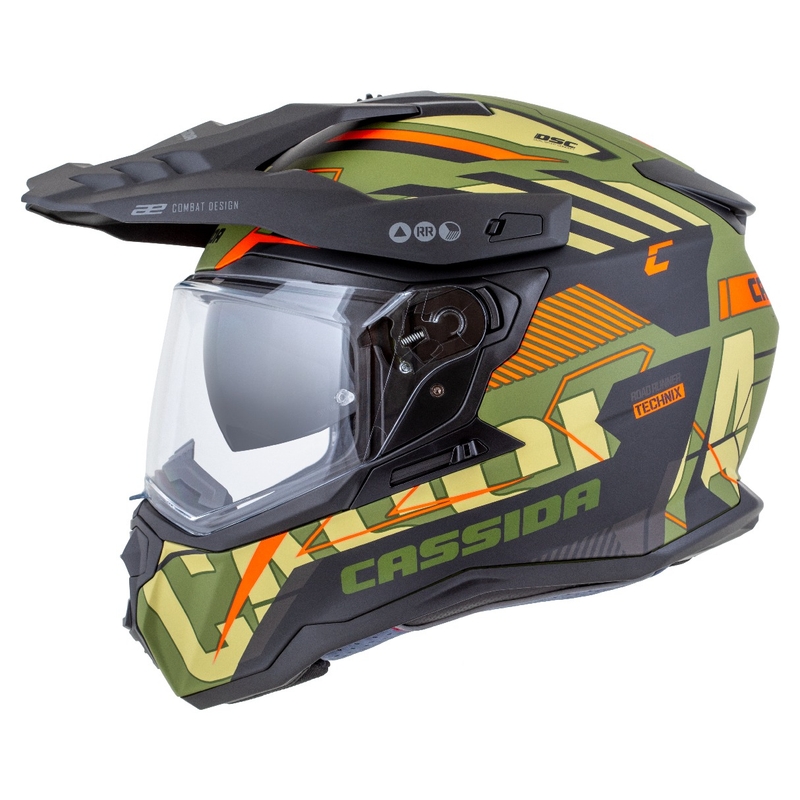 Endurohelm Cassida Road Runner TechniX mat groen-zwart-oranje-grijs