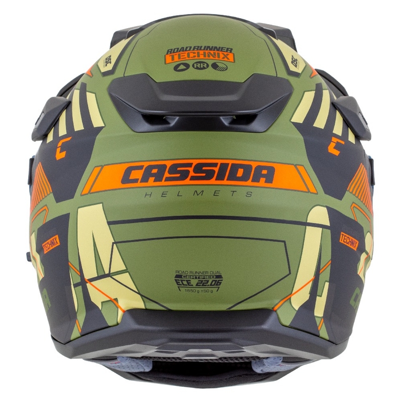 Endurohelm Cassida Road Runner TechniX mat groen-zwart-oranje-grijs