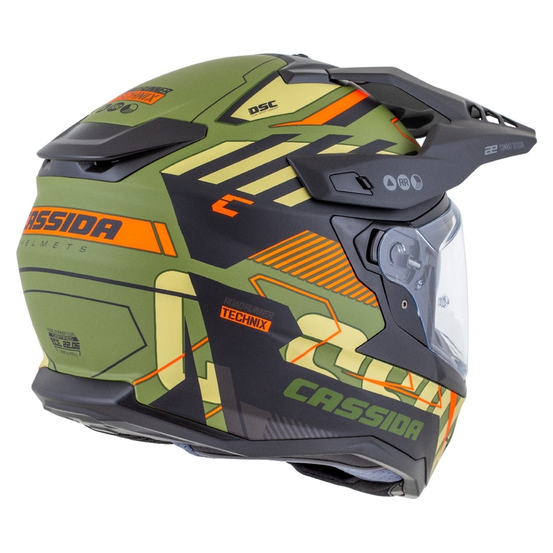 Endurohelm Cassida Road Runner TechniX mat groen-zwart-oranje-grijs