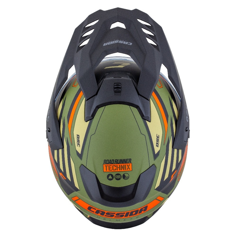 Endurohelm Cassida Road Runner TechniX mat groen-zwart-oranje-grijs