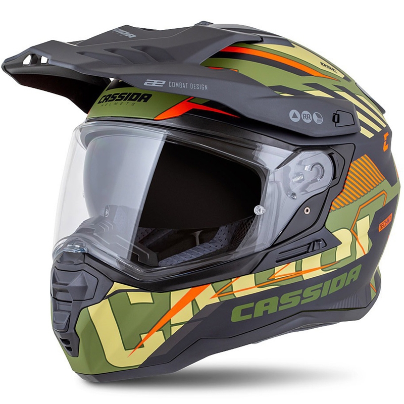Endurohelm Cassida Road Runner TechniX mat groen-zwart-oranje-grijs