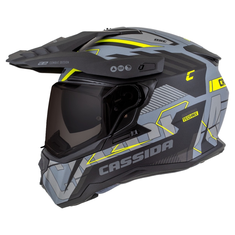 Endurohelm Cassida Road Runner TechniX mat grijs-zwart-fluogeel