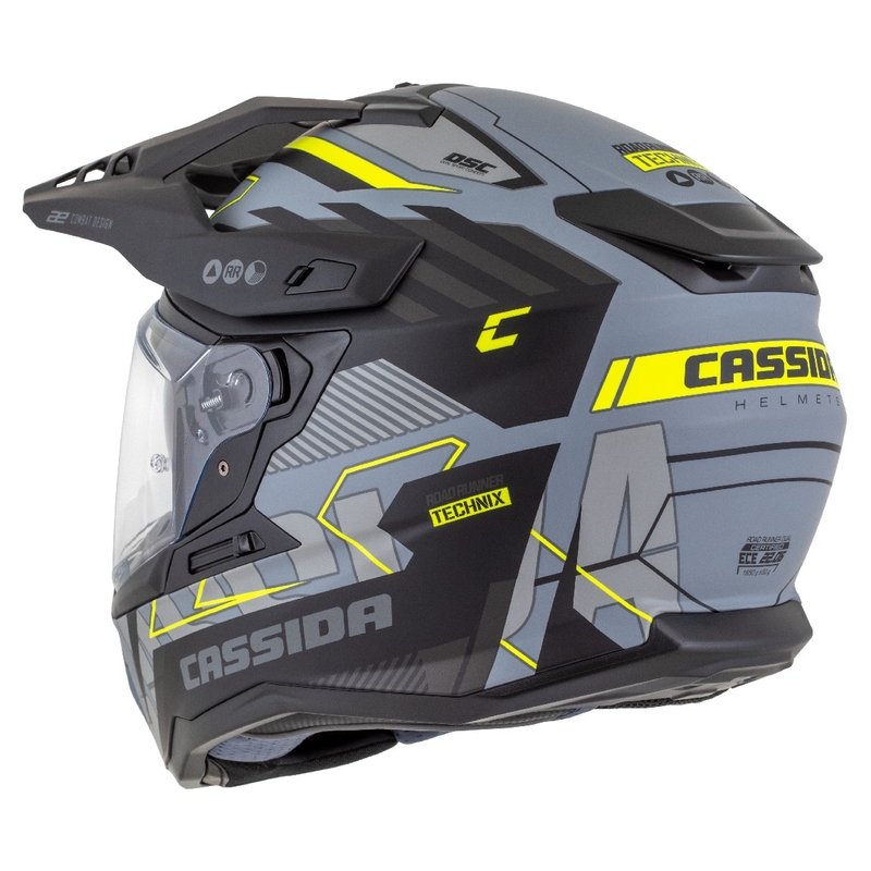 Endurohelm Cassida Road Runner TechniX mat grijs-zwart-fluogeel