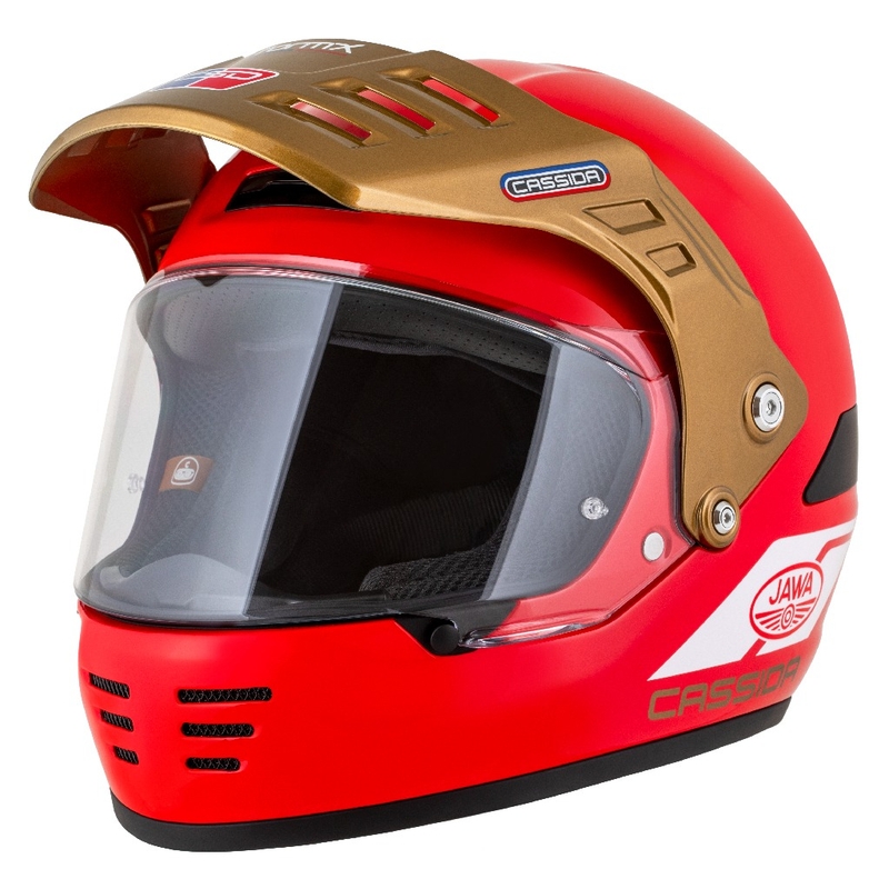Endurohelm Cassida FormX Jawa RotaX rood-wit-goud