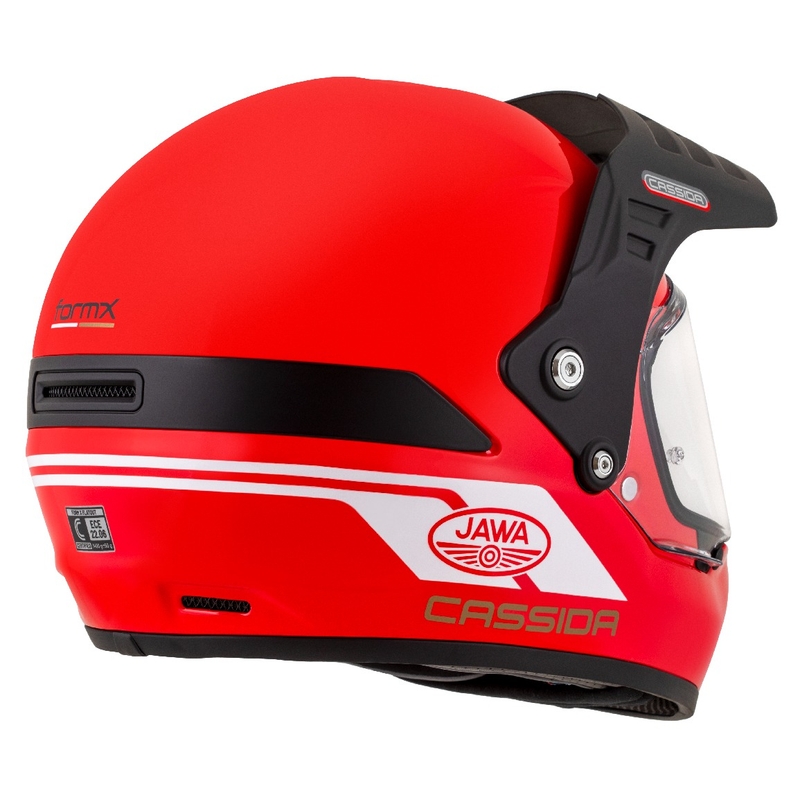 Endurohelm Cassida FormX Jawa RotaX rood-wit-goud
