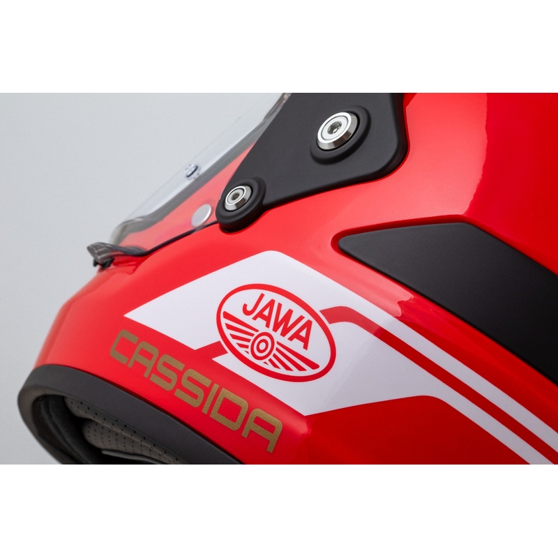Endurohelm Cassida FormX Jawa RotaX rood-wit-goud