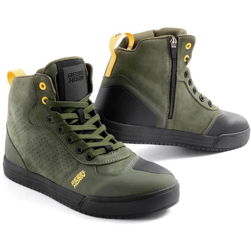 Rebelhorn Spike Groen Leren Motorfiets Laarzen
