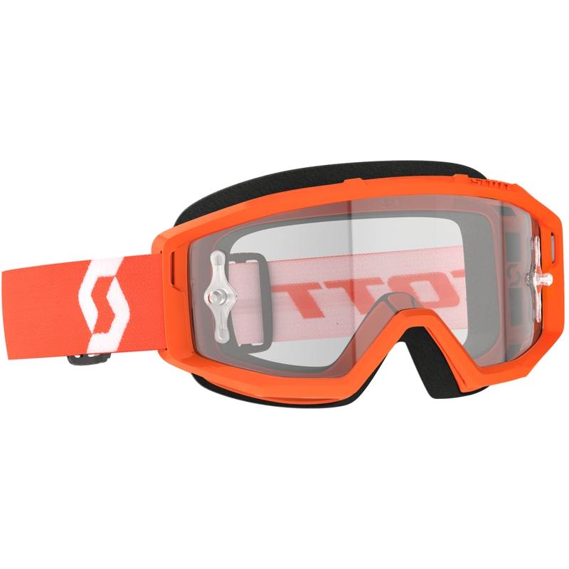 Motorcrossbril SCOTT Primal Clear oranje en wit met helder plexi