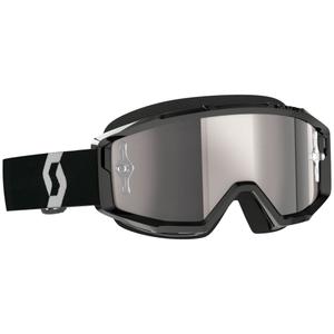 Motorcrossbril SCOTT Primal CH zwart-wit met chroom-zilver plexi