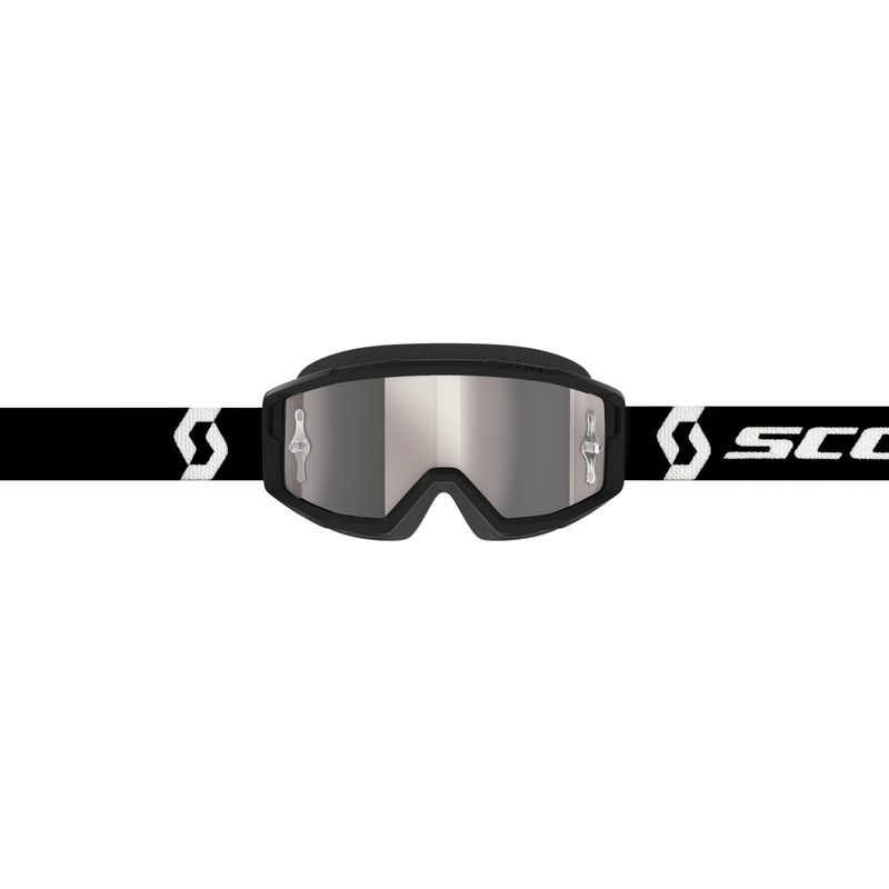 Motorcrossbril SCOTT Primal CH zwart-wit met chroom-zilver plexi
