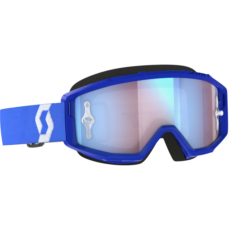 Motorcrossbril SCOTT Primal CH blauw en wit met chroom blauw plexi