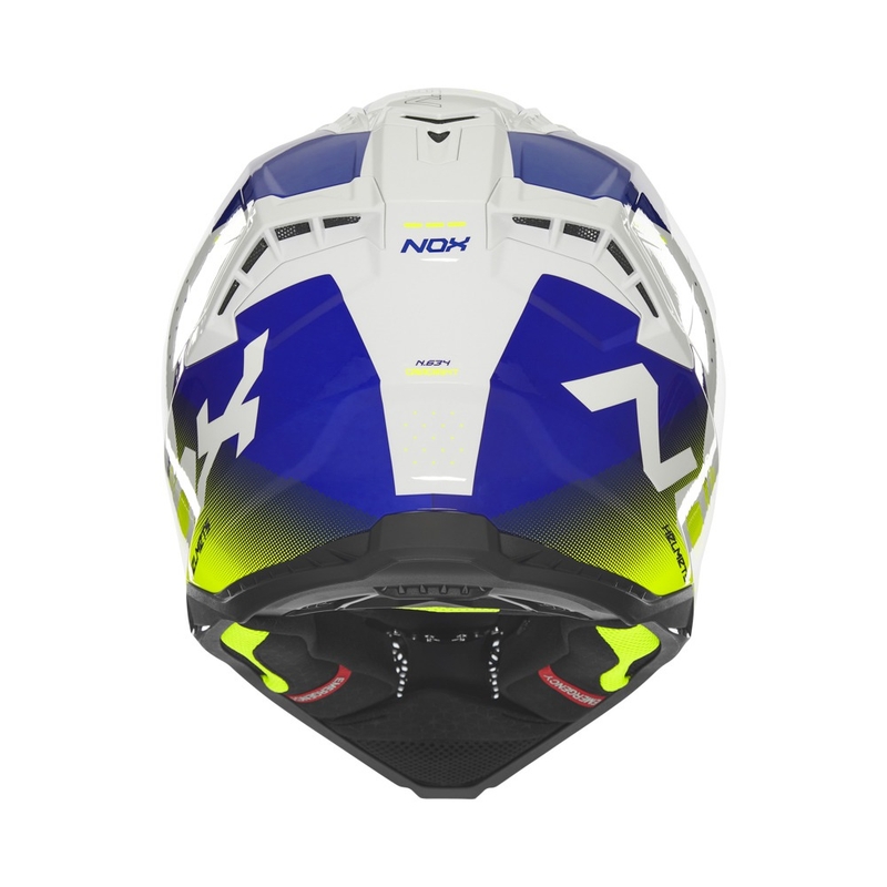 Motorcrosshelm NOX N634 wit-blauw-fluogeel