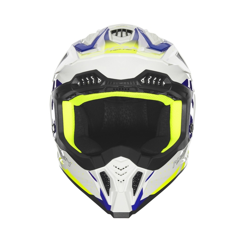 Motorcrosshelm NOX N634 wit-blauw-fluogeel