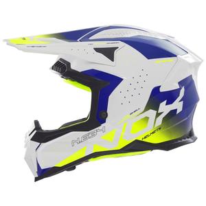 Motorcrosshelm NOX N634 wit-blauw-fluogeel