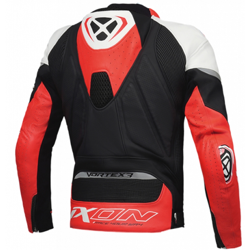 IXON Vortex 3 zwart-wit-rood leren motorjack
