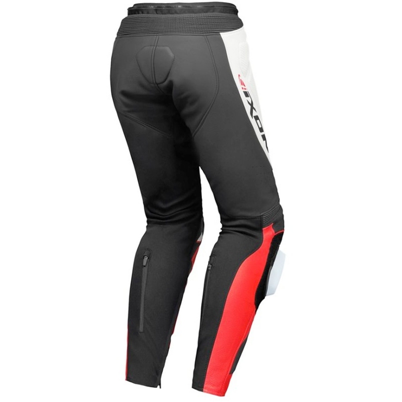 IXON Vortex 3 zwart-wit-rood leren motorbroek