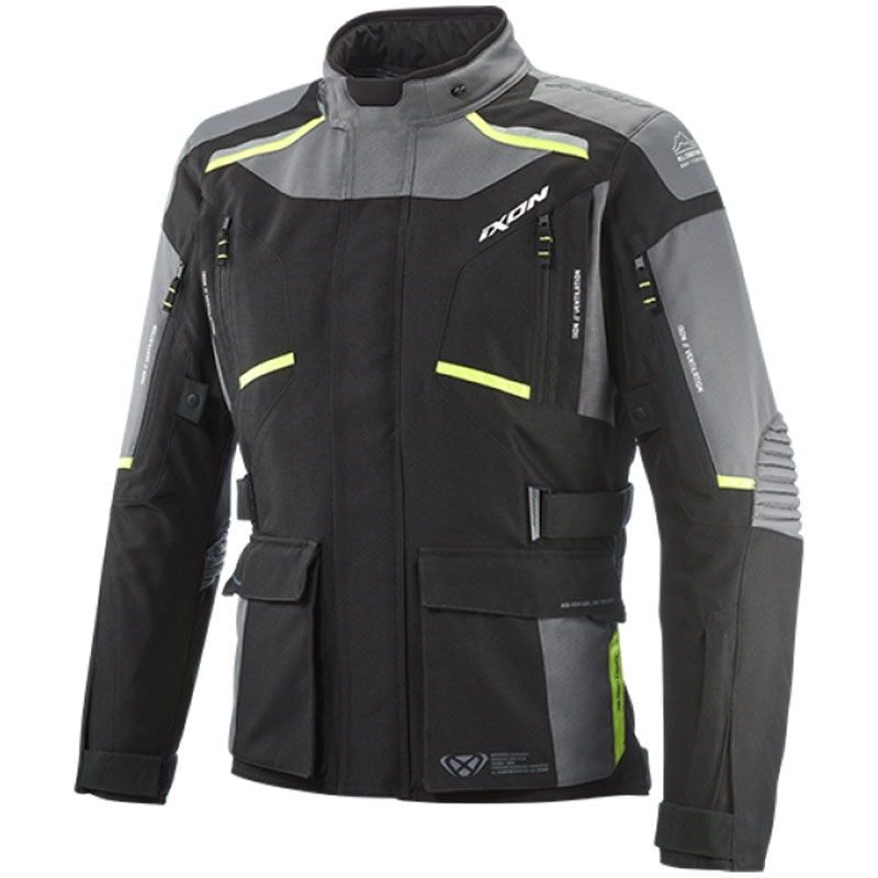 Motorjas IXON Midgard zwart-grijs-fluogeel