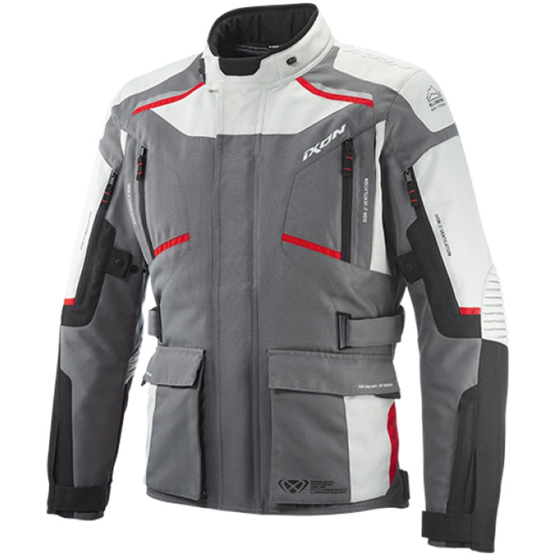 Motorjas IXON Midgard grijs-zwart-rood