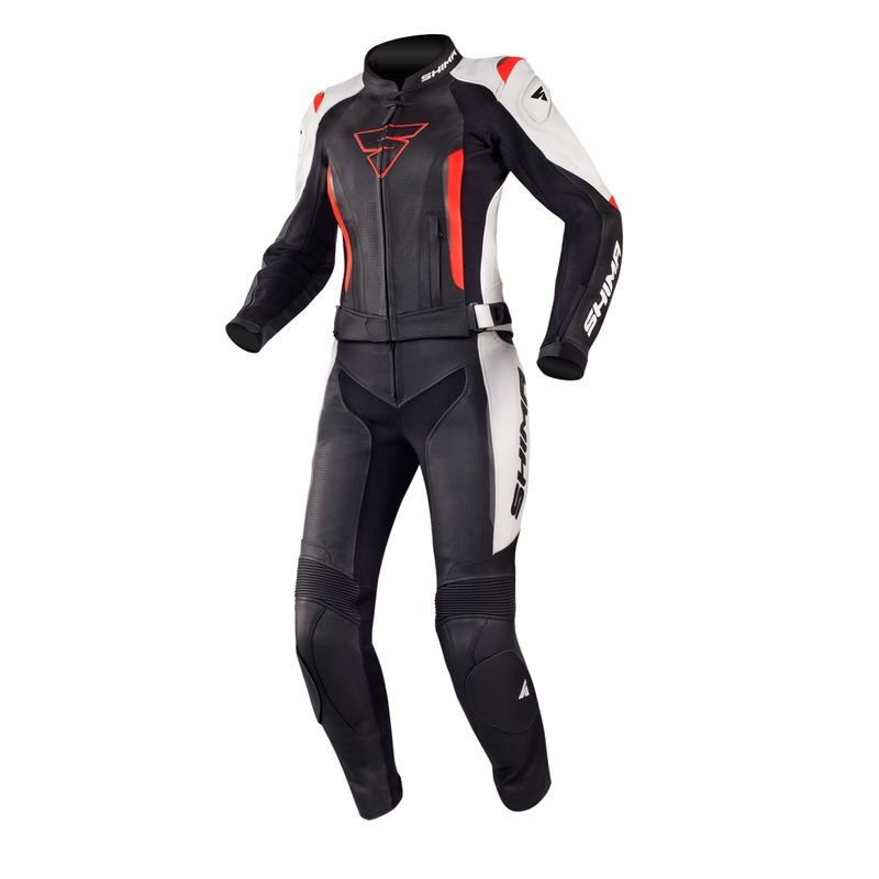 Shima Miura zwart-wit-fluorode motorjumpsuit voor dames uitverkoop