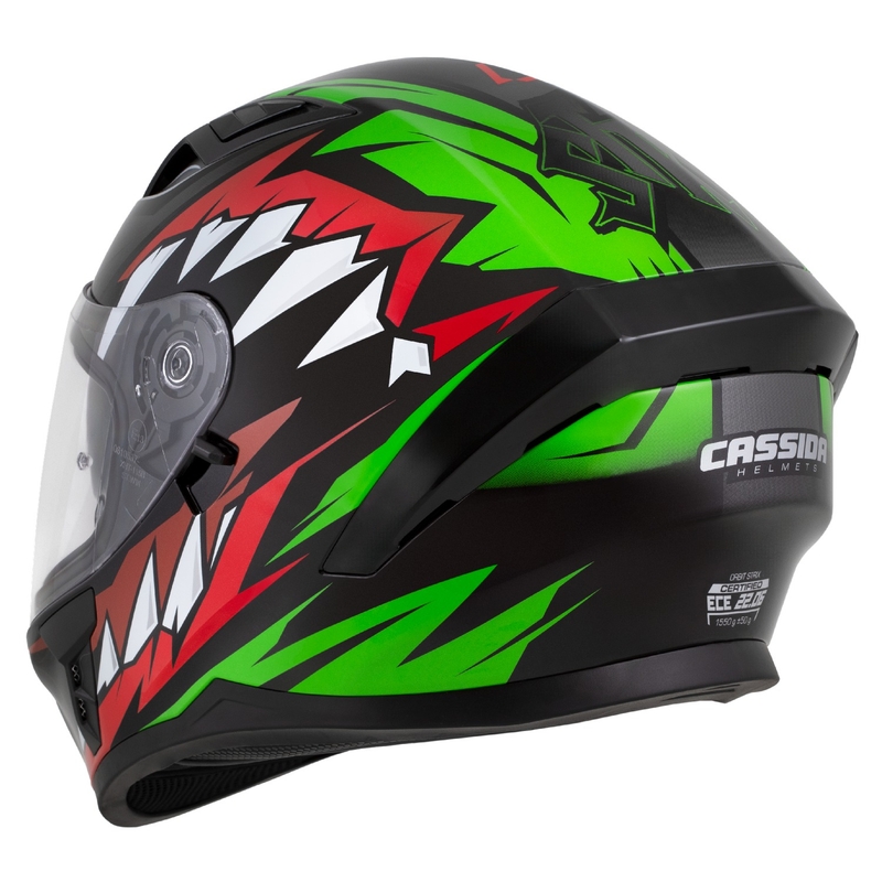 Integraalhelm Cassida Orbit Strix rood-groen-grijs-wit-zwart