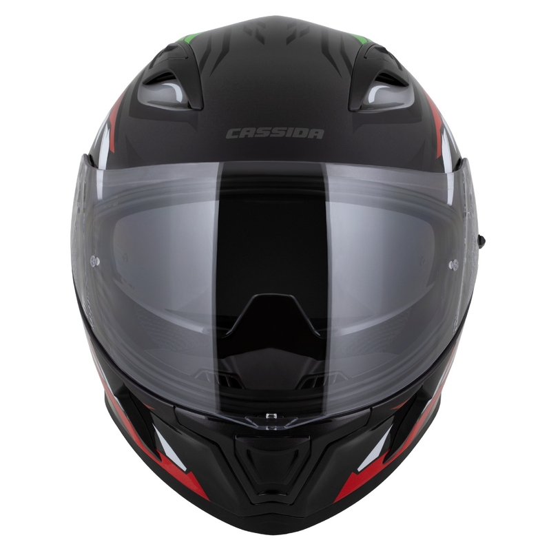 Integraalhelm Cassida Orbit Strix rood-groen-grijs-wit-zwart