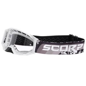 Motorcrossbril Scorpion E24 wit-zwart met helder plexi