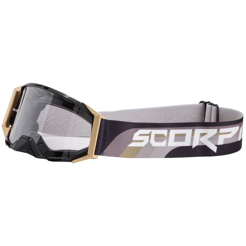 Motorcrossbril Scorpion E24 goud-zwart met helder plexi