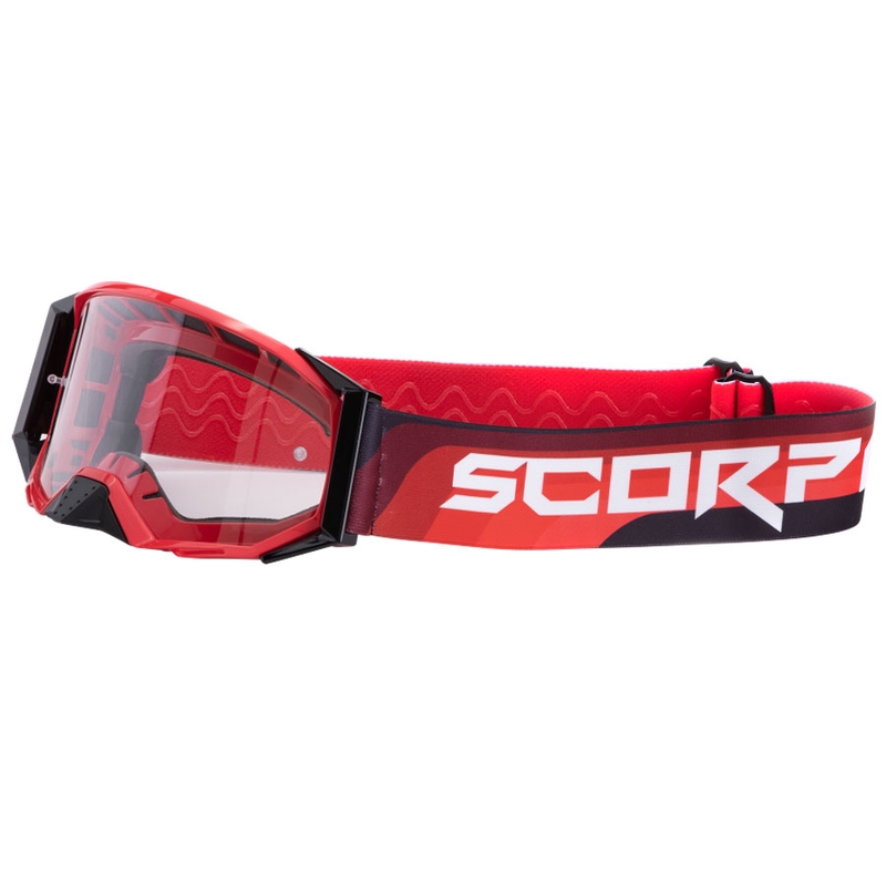 Motorcrossbril Scorpion E24 rood-zwart met helder plexi