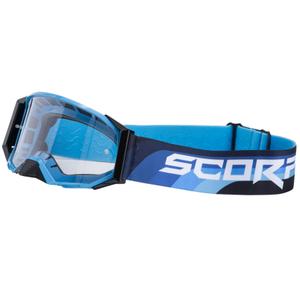 Motorcrossbril Scorpion E24 blauw-zwart met helder plexi