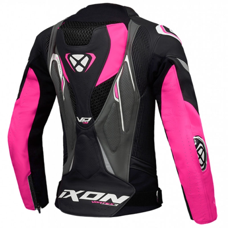 Leren dames motorjas IXON Vortex 3 zwart-roze-wit
