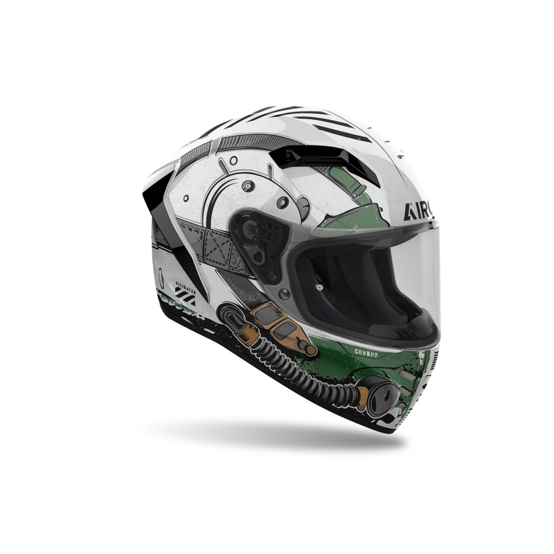 Integraal motorhelm Airoh CONNOR Alligator glanzend wit-groen