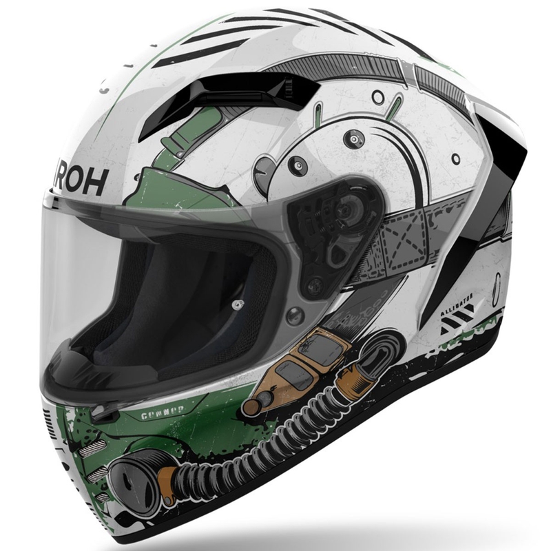 Integraal motorhelm Airoh CONNOR Alligator glanzend wit-groen
