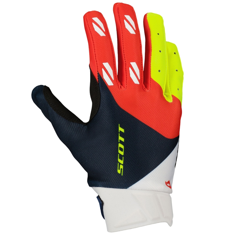 Motorcross handschoenen SCOTT EVO RACE blauw-rood-fluo geel