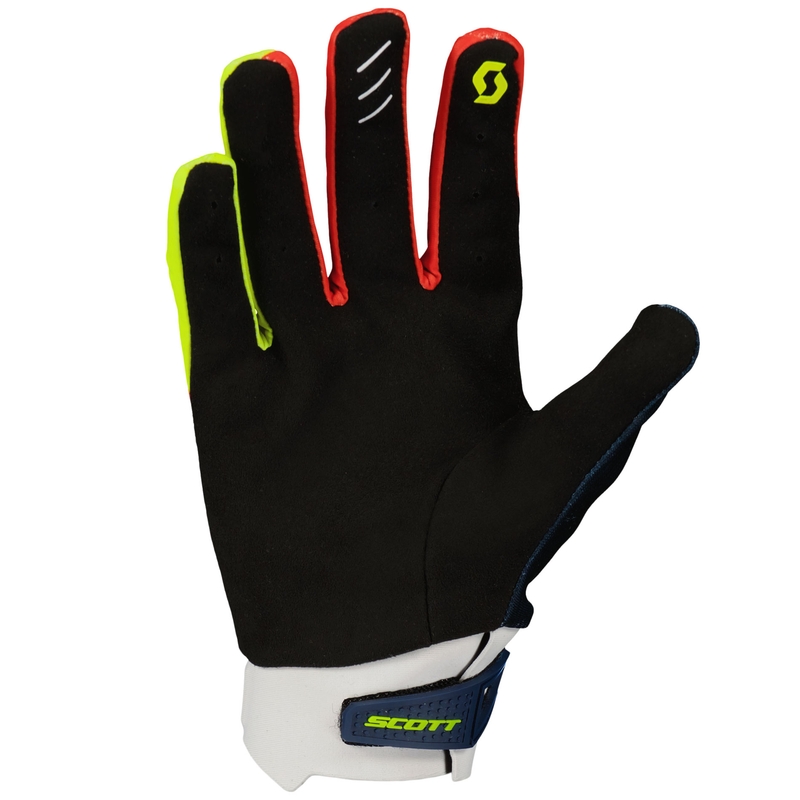 Motorcross handschoenen SCOTT EVO RACE blauw-rood-fluo geel