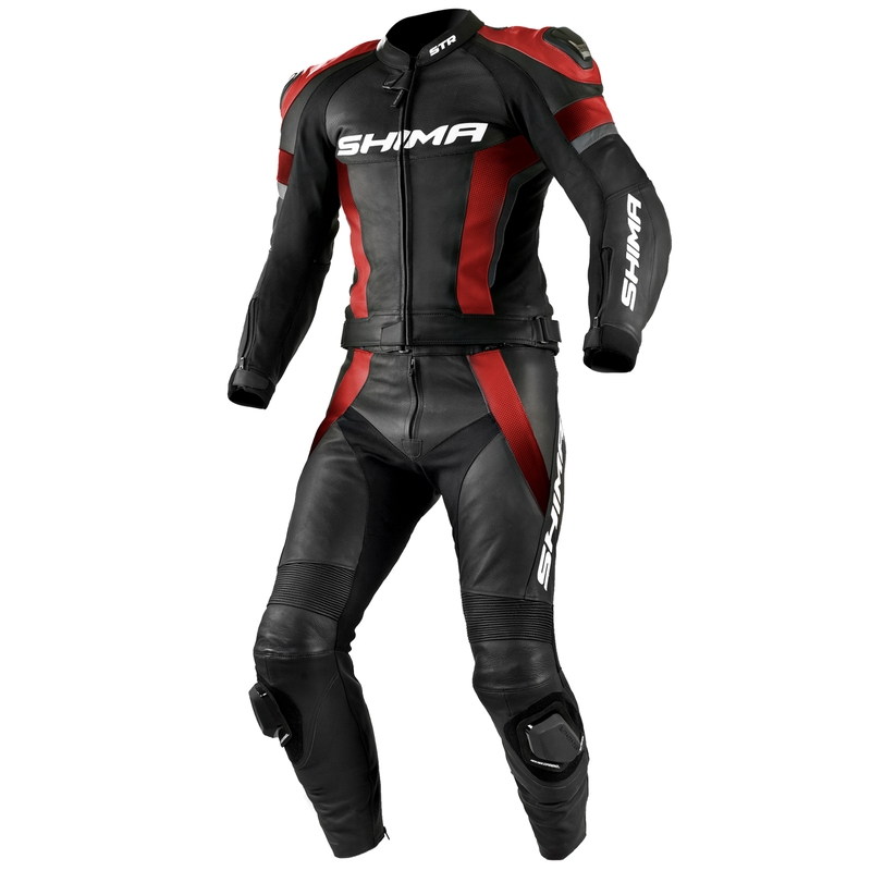 Shima STR zwart met rode motoroveralls uitverkoop