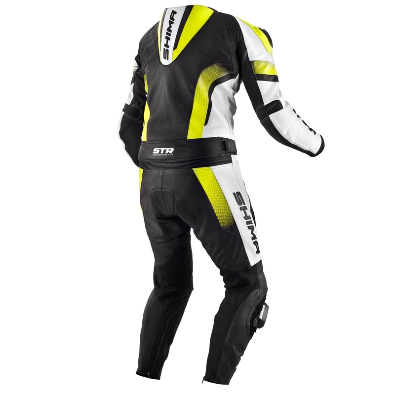 Shima STR zwart-wit-fluo gele motoroverall uitverkoop