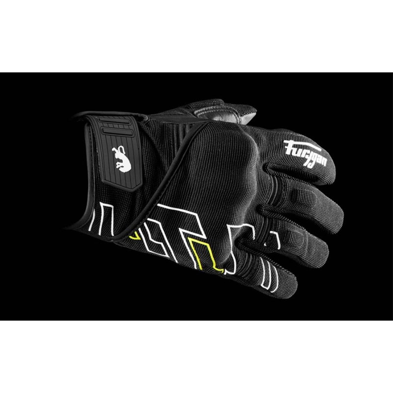 Motorhandschoenen Furygan Jet Neon D3O zwart-wit-fluogeel