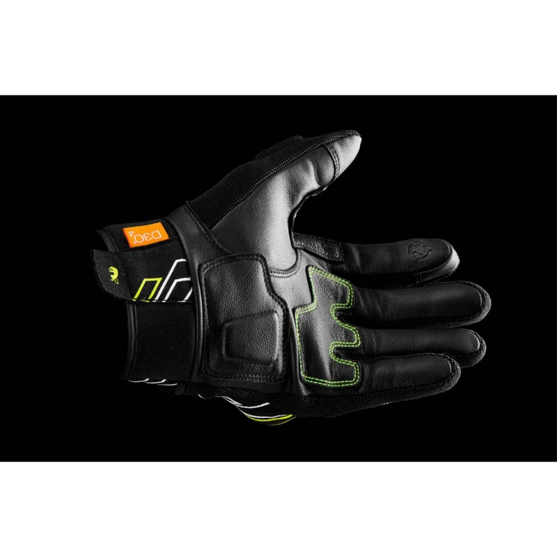 Motorhandschoenen Furygan Jet Neon D3O zwart-wit-fluogeel