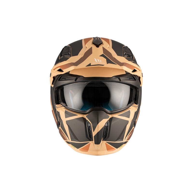 Open helm met masker MT Streetfighter SV S P1R B9 zwart-bruin-beige