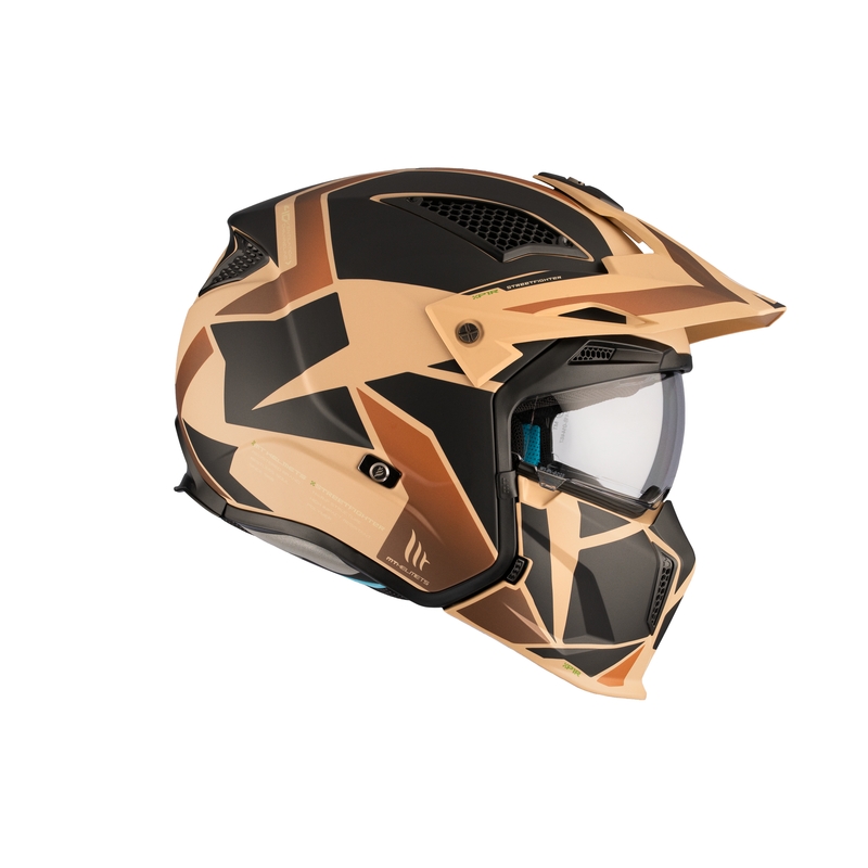 Open helm met masker MT Streetfighter SV S P1R B9 zwart-bruin-beige